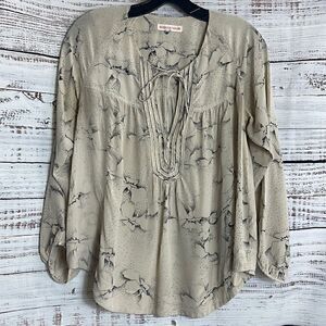 Rebecca taylor Blouse Womens Size‎ 4 front tie Top chiffon silk Boho Tunic Sheer